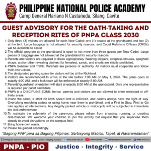 LIST OF SUCCESSFUL CADET CANDIDATES FOR PHILIPPINE NATIONAL POLICE ACADEMY CLASS 2030